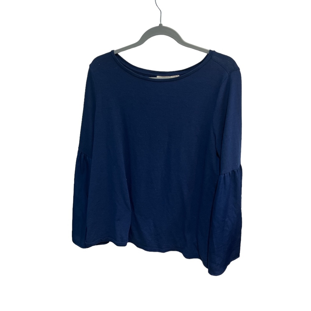✨3/$15 Blue Loft Blouse with Bell Sleeves - Picture 1 of 6